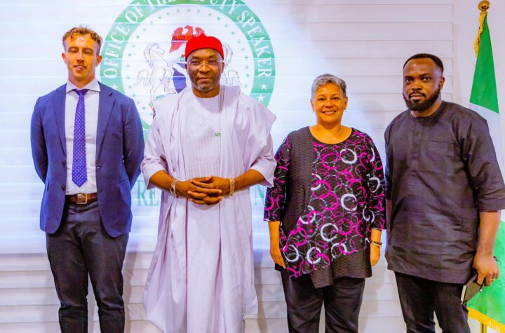 L-R: Calum Walker, second secretary, political in Australia; Benjamin Kalu, deputy speaker; Leilani Bin-Juda, Australia high commissioner; and Majeed Bakare, political and economic officer at the Australian embassy