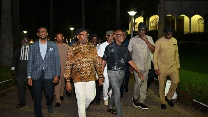 Wike and Fubara lead Rivers assembly members to a reconciliation meeting at the presidential villa